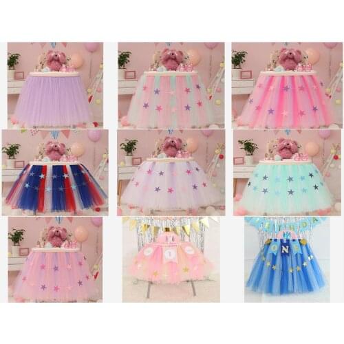 Colorful Baby High Chair Skirt Puffy Long Tulle Tutu for Bridal Wedding Baby Shower Birthday Party Decor W39 Inch*H18 Inch