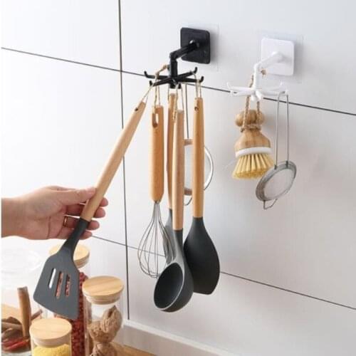 Kitchen Wall Cabinets Inverted Board, Rotatable Shelf, Dual-use Hook, Punch-free Tableware, Bathroom Storage Rack