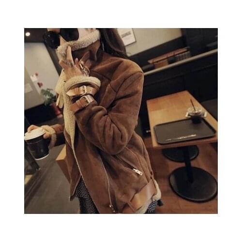 Coat female 2020 New Camel Lamb wool cheap park Turn-back collar Belt buckle detail womens winter jackets and coats LA0028