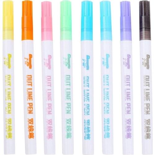 8 Colors Highlighter Pen Durable Comfortable Portable Delicate Double Line Fluorescent Marker Pen Student Stationery