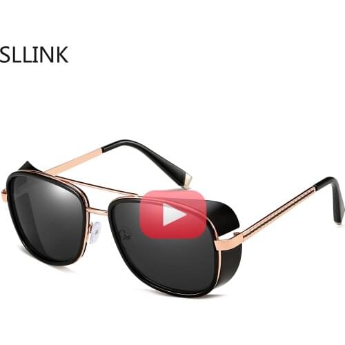 Metal Frame Tony Stark Sunglasses Big Square Sun Glasses Men Driving Goggle Eyewear Accessories UV400 T9110
