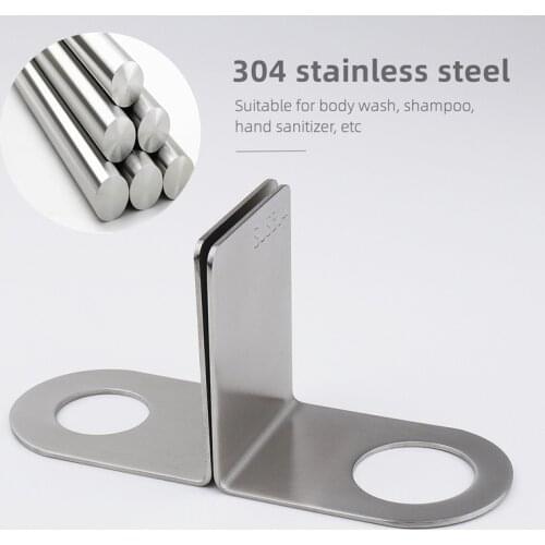 Shampoo Bottle Shelf Stainless Steel Wall Mounted Self-Adhesive Liquid Soap Shower Gel Organizer Hook Holder Bathroom Gadget