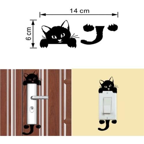 Kitten Wall Stickers Bedroom Switch Stickers Decorative Decals Baby Room Stickers PVC Living Room Wallpaper Bedroom Wall