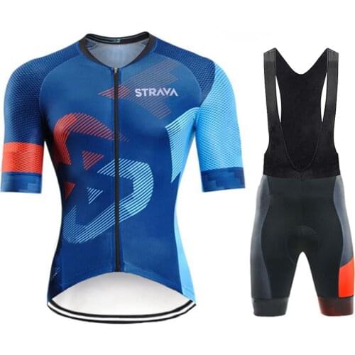 NEW laser cut STRAVA Cycling jersey Short Sleeve mallot ciclismo hombre verano Bike Riding Suit Breathable Bike Suit Set