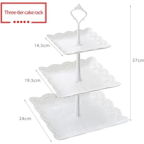 Cake stand 3 tiers in a tower shape making good use of space large capacity
