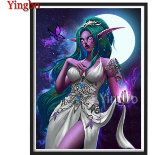 Full Square/Round 5D Diy Diamond Painting Anime magic elf moon landscape Diamond Embroidery Mosaic Picture Of Rhinestone Decor