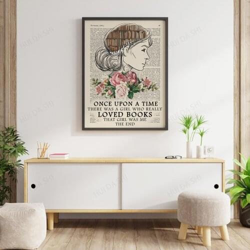 Book Lovers Poster, Floral Poster Print, Vintage Print, Reading Poster, Quote Print, Typography, Wall Art, Ideal Gift