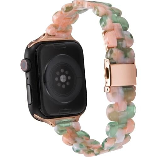 Luxury Oval Resin Strap For Apple Watch Series 6 Se 5 4 3 Bands Iwatch 44mm 42mm 40mm 38mm Bracelet Jewelry Watchband