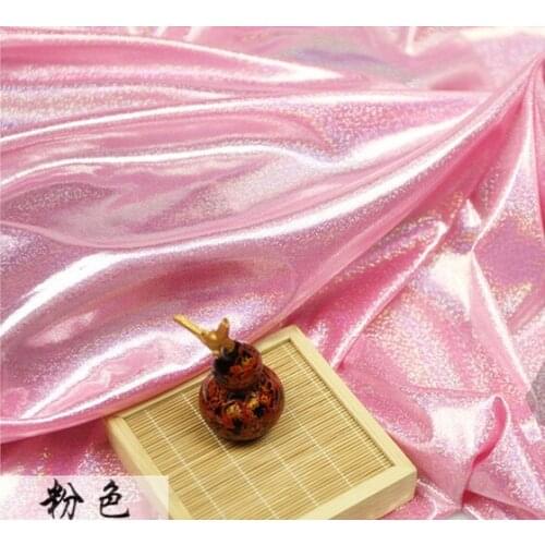 Pink Fluorescent Fabric Laser Stretch Knit Colorful Shiny Fabric Stage Wedding Decor Tissue For Sewing doll cloth 150cm*50cm
