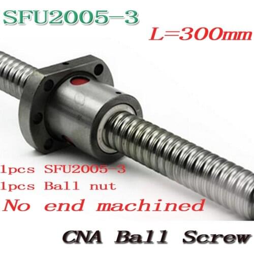 NEW 20mm SFU2005 300mm Ball Screw Rolled ballscrew SFU2005 300mm with single 2005 flange ballnut for CNC part part Free Shipping
