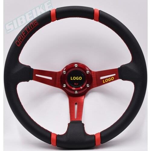 Racing Sport Steering Wheel Universal 14 inches JDM Steering Wheel Red Spoke Drift Steering Wheel Auto Accessories