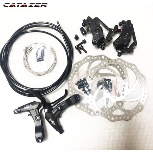 General Bicycle Disk Brake Set MTB Brake Mechanical Line Pulling Road Disc Brake Front Rear Caliper Rotor 160mm Cable Set