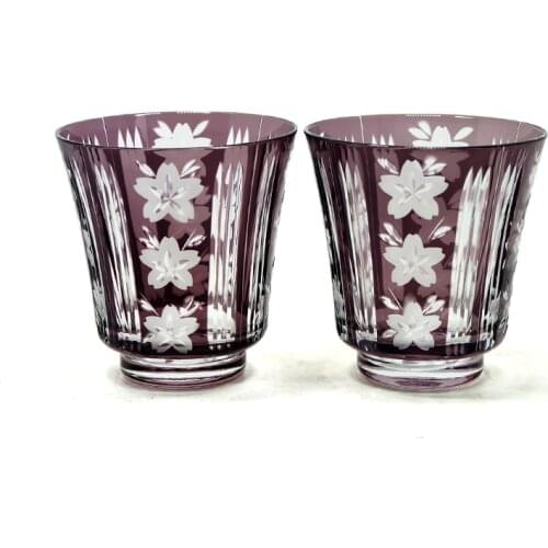 Japanese Edo Kiroko Style Wine glasses Hand Cut Old Fashioned Whiskey Glass Shot Glass Sake Cup In Wooden Gift Box