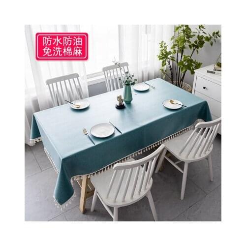 Nordic cotton and linen waterproof and oil-proof disposable tablecloth, dining table and coffee table, rectangular household tab