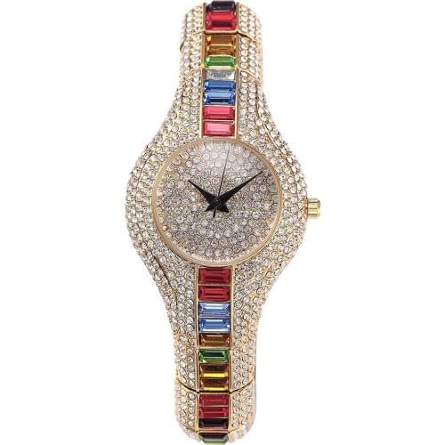 Womens Bracelet Watches Diamond Stone Fully-jewelled Fashionable Ladies Watch Brand Womens Stainless Steel Wristwatch 2020