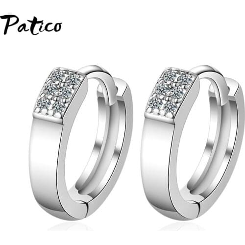 New Statement Boutique Women 925 Sterling Silver Simple Wedding Party Hoop Earrings AAA Cubic Zirconia Birthday Gift Jewelry