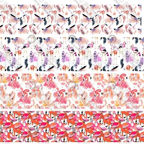 16-75MM Cartoon Flamingo Printed Grosgrain Polyester Ribbon 50 Yards Gift Wrapping Diy Bows Wedding Drections Ribbons