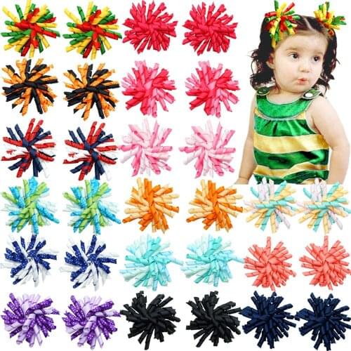 30 PCS 15 Pair Party Curly Korker Hair Bows Alligator Clips Hair Accessories for Baby Girls Toddlers Kids