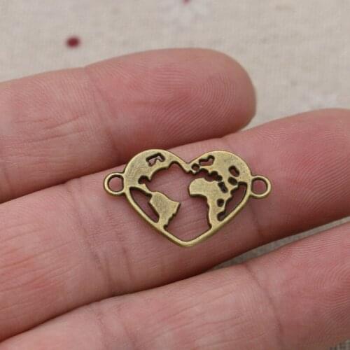30PCS Antique Bronze Map Charm Connector for Jewelry Making Bracelet Findings Accessories DIY Craft