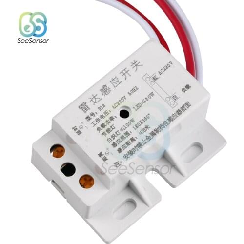 New 220V AC 50Hz Auto Infrared Sensor Switch PIR Microwave Radar Body Motion Sensor Module Adjustable For Time Distance Range