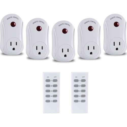 ESPLENTY Smart Plug Wireless Remote 433.92mhz Control Socket Power Outlet US Standard 5 Plug Set