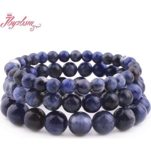 Natural Stone Bracelet AA Grade Sodalite 100% Natural Round Stone Beads 6/8/10mm For Women Gift Fashion Jewerly Bracelet 7"