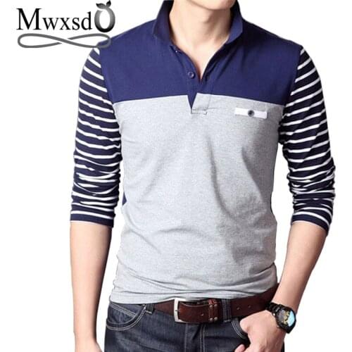 Mwxsd brand summer Mens stripe T Shirt men Casual Cotton slim fit turn down collar T shirt homme mens social tees
