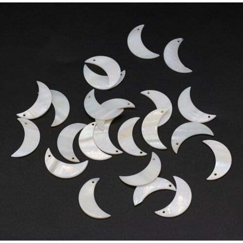 10 Pcs Natural Shell Bead Pendant Necklace Accessories Moon Shape White Shell Bead Charms for Jewelry Making Bracelet Earrings