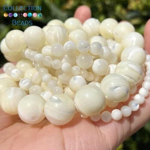 4/6/8/10/12mm Natural Sea Shell White Horseshoe Snail Loose Spacer Beads For Jewelry Making DIY Bracelet Necklace Handmade 15