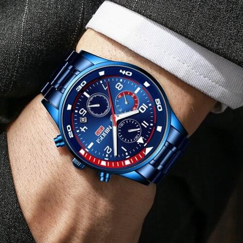 NIBOSI Reloj Hombre 2020 Top Brand Fashion Blue Watch Men Quartz Casual Business Clock Male Luxury Waterproof Relogio Masculino