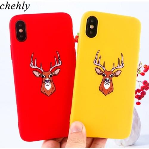 Cute Deer Phone Case for iPhone 6s 7 8 11 Plus Pro X XS MAX XR SE Animal Cases Soft Silicone Protection Phone Accessories Covers