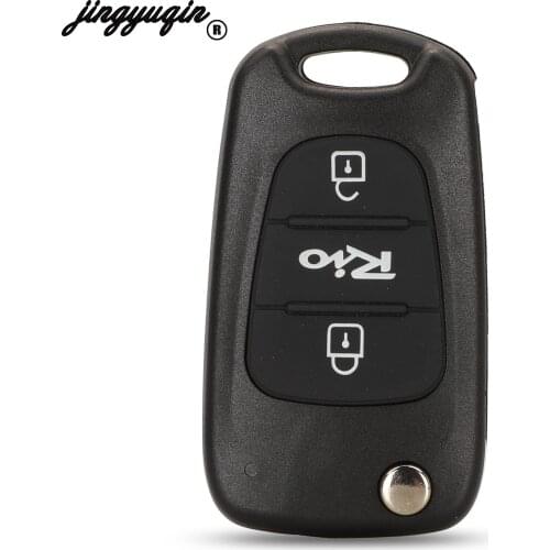 Jinyuqin 3 Buttons Flip Folding Remote Car Key Shell Case Cover Fob For Kia Rio Style With Uncut TOY40 Blade Replacement