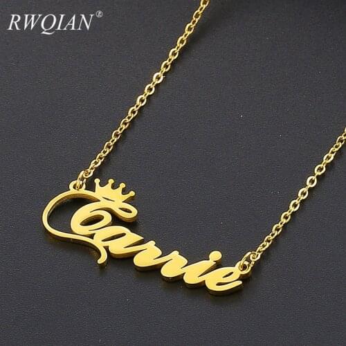 "Carrie" Name Necklace Three Color Stainless Steel Pendant Necklace for Women Custom Necklace Personalized Mothers Day Gifts