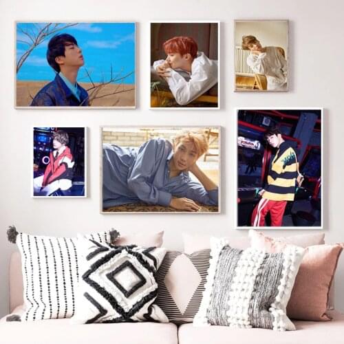 Kpop Bangtan Boys Korean Singer Band Loves Poster art Printing Wall Oil Painting Living Room Furniture Decoration Wall Painting