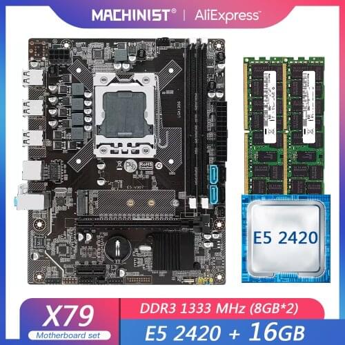 E5 X79 LGA 1356 motherboard set kit with Intel Xeon E5 2420 CPU 16G(2*8GB) DDR3 ECC REG memory RAM Mico-ATX NVME M.2 SSD E5-V304
