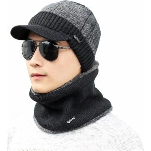 Neck warmer winter hat mask cap Balaclava scarf cap Winter wool Hats For men knitted hat womena Beanie Knit Hat Skullies Beanies