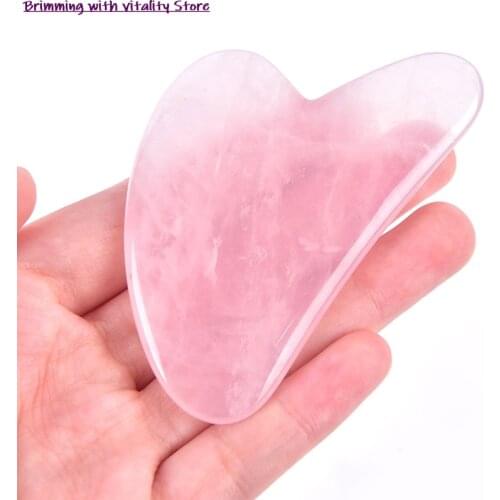 1PCS Rose Quartz Jade Natural Face Jade Guasha Board Natural Stone Scraper Tools For Face Neck Back Body Pressure Therapy