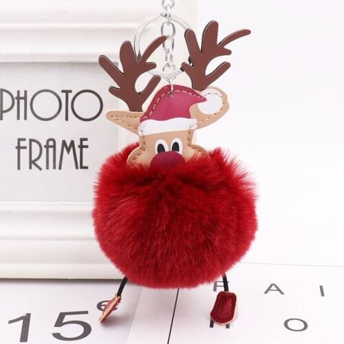 Cute Santa Claus Fur Ball Keychain Pendant Christmas Elk Plush Bag Key Chain Pendant Birthday Gift