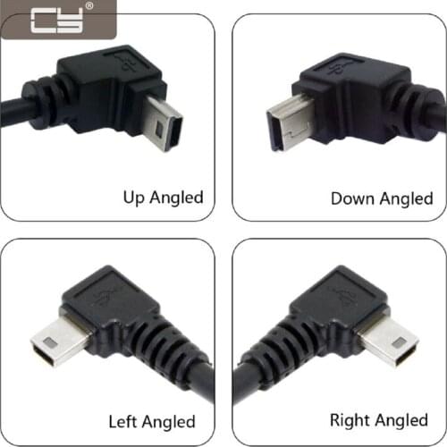 Mini USB B Type 5pin Male to USB 2.0 Male Data Cable with Ferrite 0.5m 1.8m 3.0m 5.0m Left Angled Right angled 90 Degree