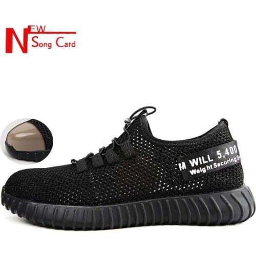New song card 2019 breathable safety shoes mens Lightweight anti-smashing Steel Toe Outdoor work Boots Single mesh sneaker 36-46