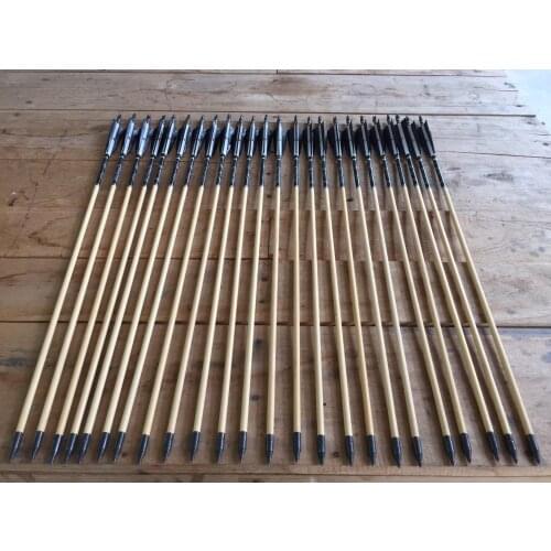 6/12/24pcs Hunting Wooden Arrows Bolts Archery Crossbow Handmade 80cm Wooden Arrows Turkey Feathers