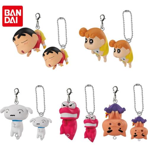 Bandai Genuine Gacha Toys Crayon Shin-chan Nohara Shinnosuke Himawari Shiro BURIBURI ZAEMON Action Figure Keychain Pendant