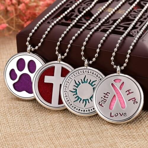 Love Heart Aromatherapy Necklace Stainless Steel Lockets Pendants Aroma Perfume Essential Oil Diffuser Necklaces Women Jewelry