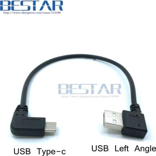 USB 3.1 Type-c Male Right Angle to USB 2.0 Male Left & Right Angled adapter Cable 25cm Data charger Short Cables cord USB-C