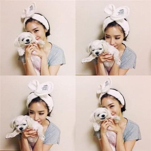 Korean Style Comfortable Head Band with Letters Rabbit Ear Spa Cute Headband Makeup Cosmetic Hair Bands Bathroom accessories