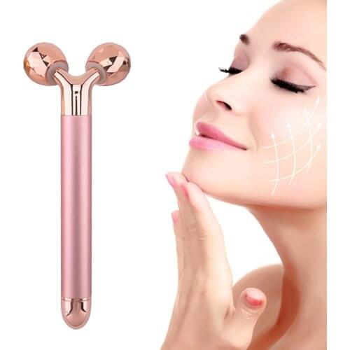 Dropship 24k Energy Beauty Bar Golden Vibrating Facial Slimming Roller Massager Face Lifting Anti-wrinkle Skin Care Roller