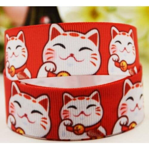 22mm 25mm 38mm 75mm Plutus cat Cartoon printed Grosgrain Ribbon party decoration 10 Yards X-03786