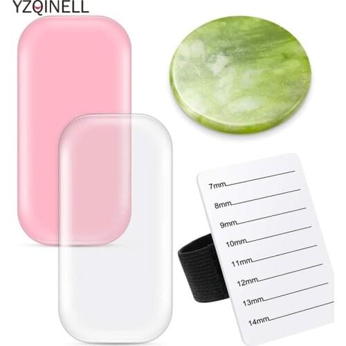 Lash Tray Holder Set Hand Plate Acrylic Lash Tray Silicone Eyelash Extension Pad Jade Stone Adhesive Pallet Lash Extension Tools