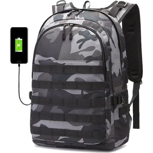 Backpack Men SchoolBag Mochila Pubg Battlefield Infantry Pack Camouflage Travel Canvas USB Charging Jack Back Knapsack Male