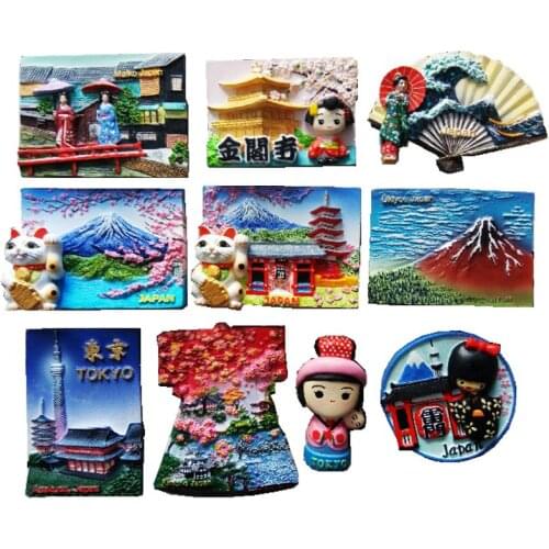 Japan Style Series Aromatherapy Cold Porcelain Hand-Painted Fridge Magnets Travel Souvenirs Refrigerator Magnetic Sticker